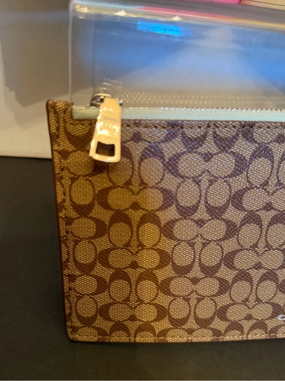 Coach Brown Signature Canvas Zip Pouch